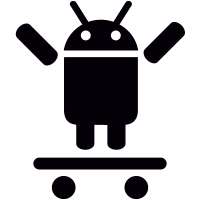 Android On Skateboard with Two Arms Up vector