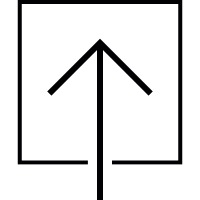 Arrow up inside a black square, IOS 7 interface symbol vector