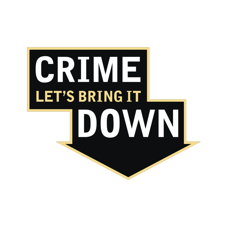 Crime let’s bring it down vector logo