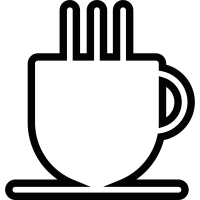 Hot drink in white mug vector logo