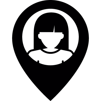 Female user localization mark vector logo