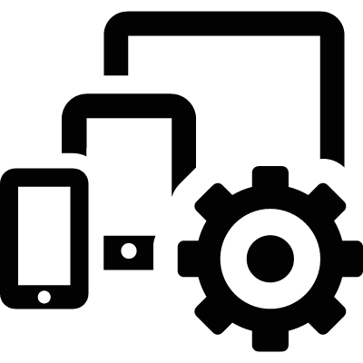Display Tablet Smartphone Cogwheel vector logo