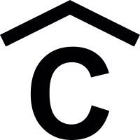 Capital letter C with a chevron arrow on top vector