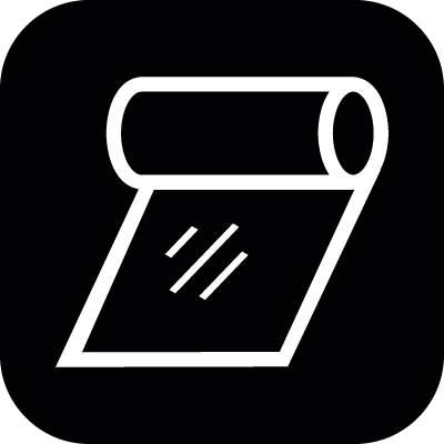 Tissue roll outline on black square background vector logo