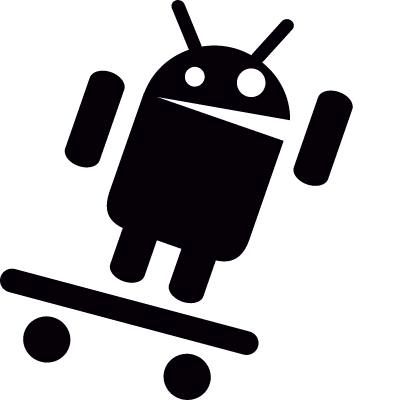Android with Arm Up On Skateboard vector logo