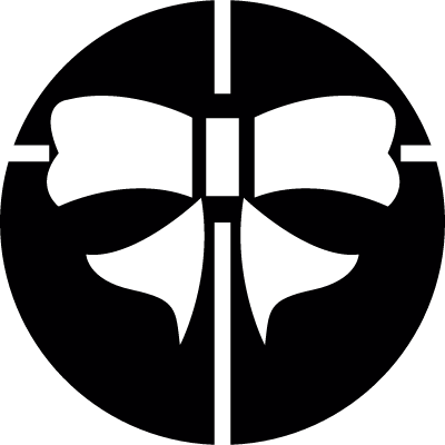 Celebration ribbon in a circle vector logo