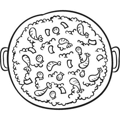 Paella with Parwns vector logo