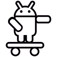 Android On Skateboard with Arm Pointing Left vector