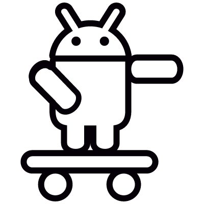 Android On Skateboard with Arm Pointing Left vector logo