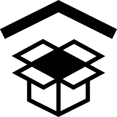 Dropbox symbol with arrowhead up vector logo