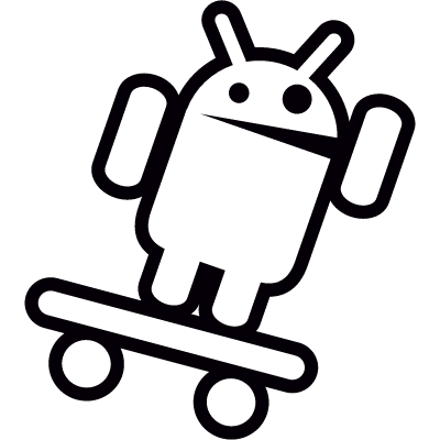 Android with Skateboard and Arm Up vector logo