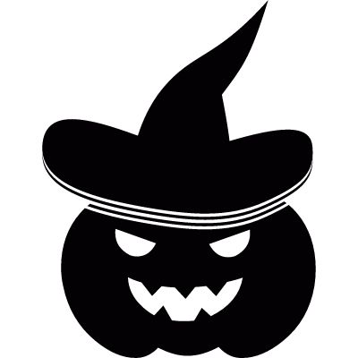 Pumpkin with witch hat vector logo