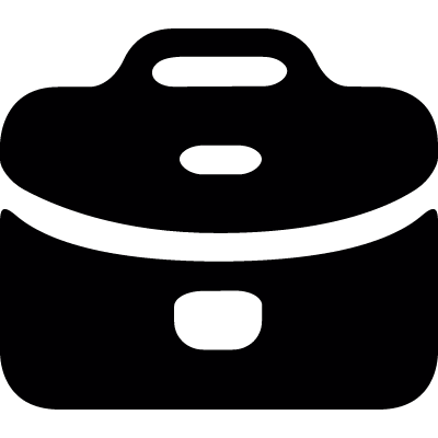 Closed black briefcase vector logo