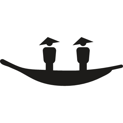 Two Chinese with a canoe vector logo