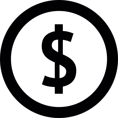 Dollar symbol inside a circle vector logo