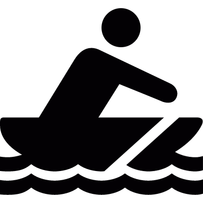 Man rowing on boat vector logo