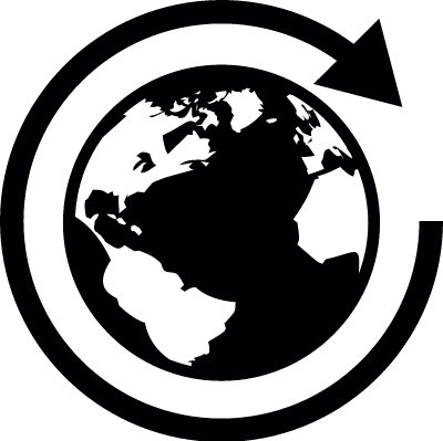 Earth image with circulating arrow vector logo
