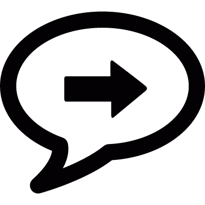 Speech bubble with right arrow vector logo