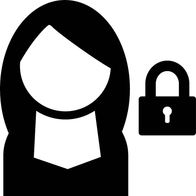 Female User with Padlock vector logo
