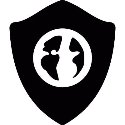 Earth symbol on protection shield vector logo
