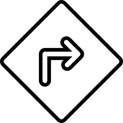Turn right white arrow vector logo