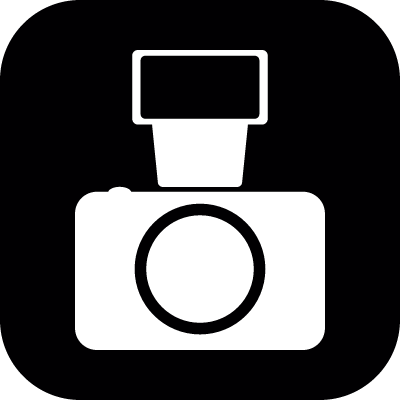 Camera with external flash vector logo