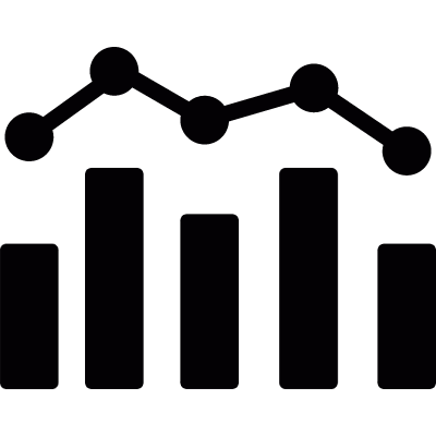 Bar chart and polyline vector logo
