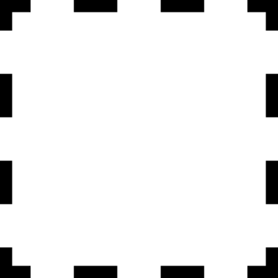 Selection symbol for interface of a square of broken line vector logo