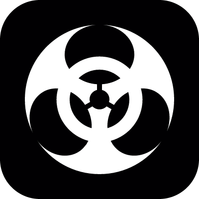 Biohazard symbol on square background vector logo