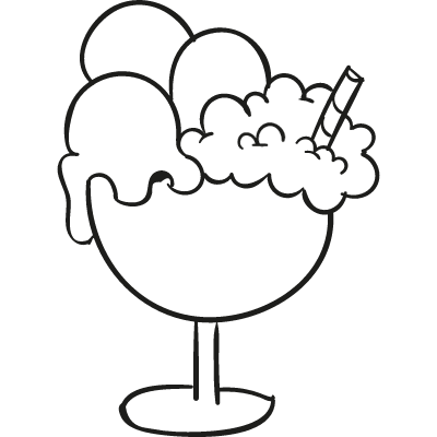 Ice cream cup doodle vector logo
