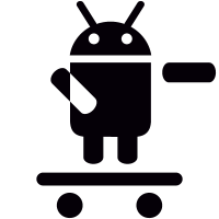 Android On Skateboard with Left Arm Raised vector