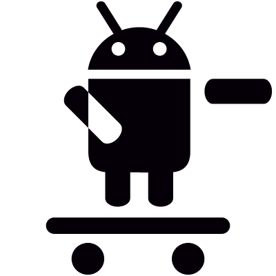 Android On Skateboard with Left Arm Raised vector logo