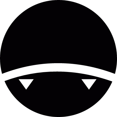 Circle with vampire mouth vector logo