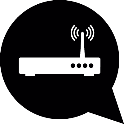 Wifi router in speech balloon vector logo
