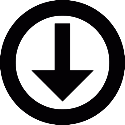 Down arrow in circle vector logo