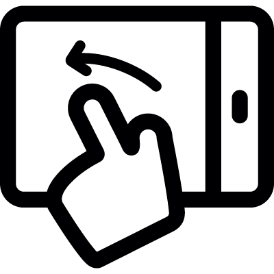 Horizontal tablet with left arrow vector logo