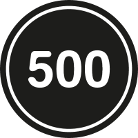500 in a black circle with an outline vector