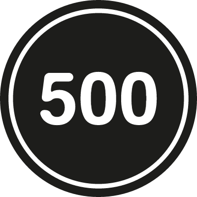 500 in a black circle with an outline vector logo