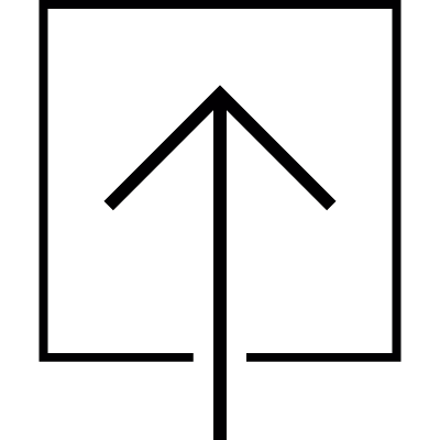 Arrow up inside a black square, IOS 7 interface symbol vector logo