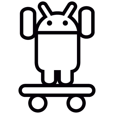 Android On Skateboard with Two Arms Up vector logo