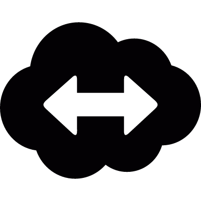 Two headed arrow in a cloud vector logo