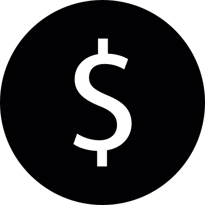 Dollar sign inside black circle vector logo