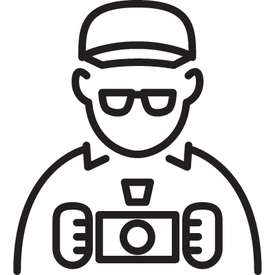 Photographer with Cap and Glasses vector logo