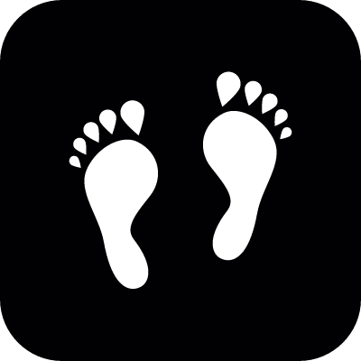 Foot white marks on black background vector logo