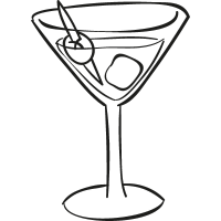 Cocktail Glass with ice cube vector