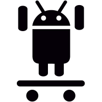 Android with Raised Arms On Skateboard vector