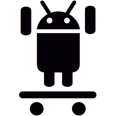 Android with Raised Arms On Skateboard vector logo