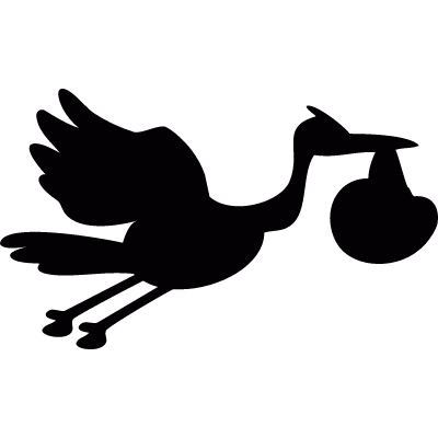 Stork flying with a baby vector logo
