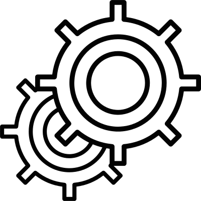 Cogwheels overlapped vector logo