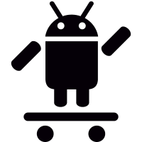 Android On Skateboard with One Arm Up vector
